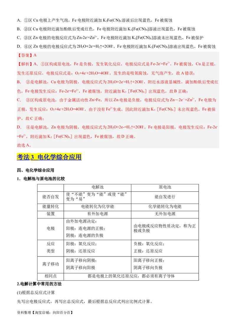 考点3电解池金属的腐蚀与防护（核心考点精讲精练）-备战2024年高考化学一轮复习考点帮（新高考专用）（教师版）_05高考化学_新高考复习资料_2024年新高考资料_一轮复习资料