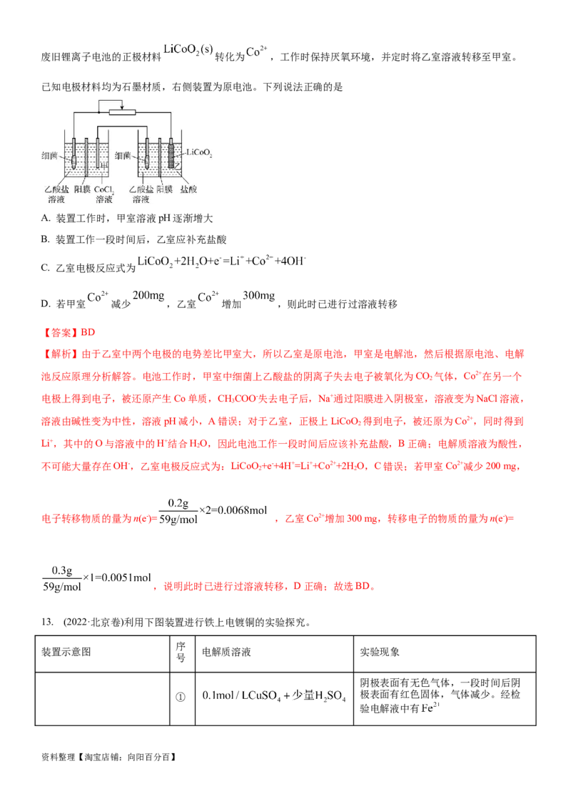 考点3电解池金属的腐蚀与防护（核心考点精讲精练）-备战2024年高考化学一轮复习考点帮（新高考专用）（教师版）_05高考化学_新高考复习资料_2024年新高考资料_一轮复习资料