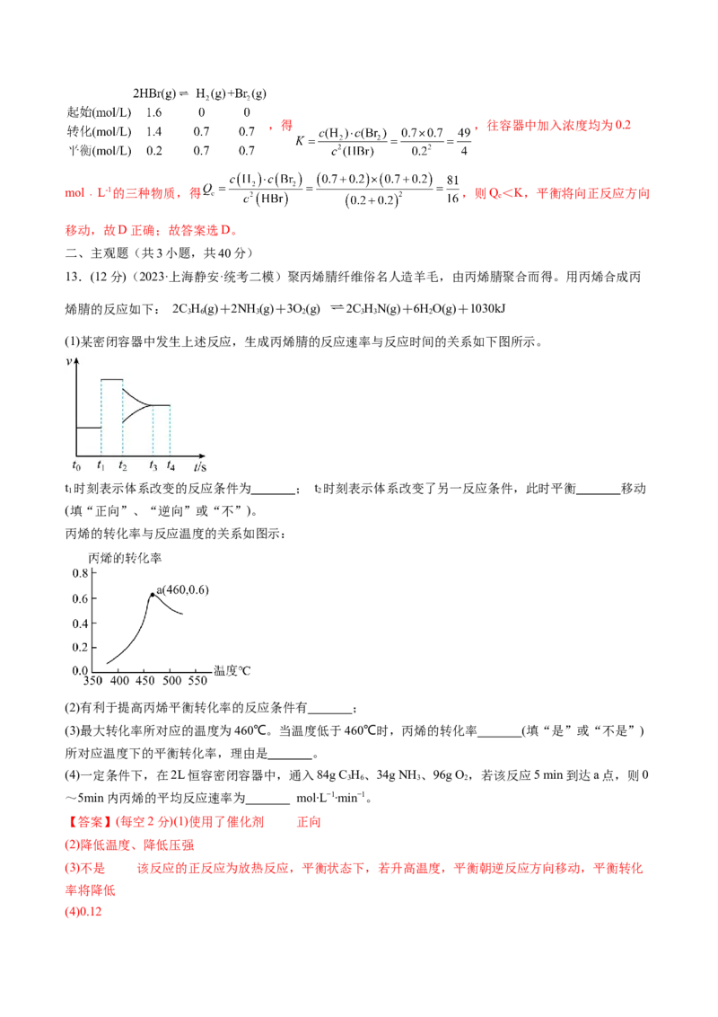 第27讲化学反应速率、平衡图像（练习）（解析版）_05高考化学_2024年新高考资料_1.2024一轮复习_2024年高考化学一轮复习讲练测（新教材新高考）_第27讲化学反应速率、平衡图像（练习）