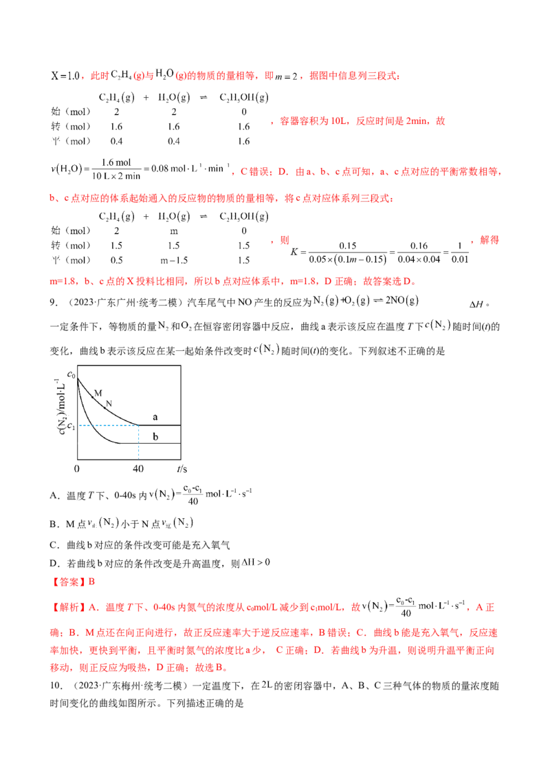 第27讲化学反应速率、平衡图像（练习）（解析版）_05高考化学_2024年新高考资料_1.2024一轮复习_2024年高考化学一轮复习讲练测（新教材新高考）_第27讲化学反应速率、平衡图像（练习）