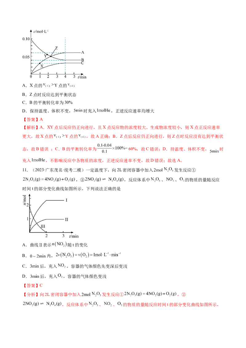 第27讲化学反应速率、平衡图像（练习）（解析版）_05高考化学_2024年新高考资料_1.2024一轮复习_2024年高考化学一轮复习讲练测（新教材新高考）_第27讲化学反应速率、平衡图像（练习）