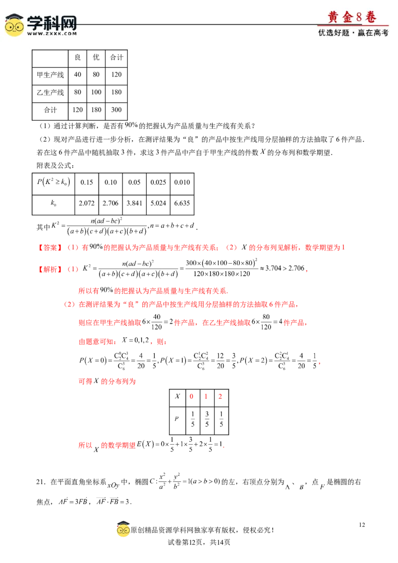 黄金卷-赢在高考&middot;黄金8卷备战2024年高考数学模拟卷（新高考七省专用）（解析版）_2.2025数学总复习_2024年新高考资料_4.2024高考模拟预测试卷_75