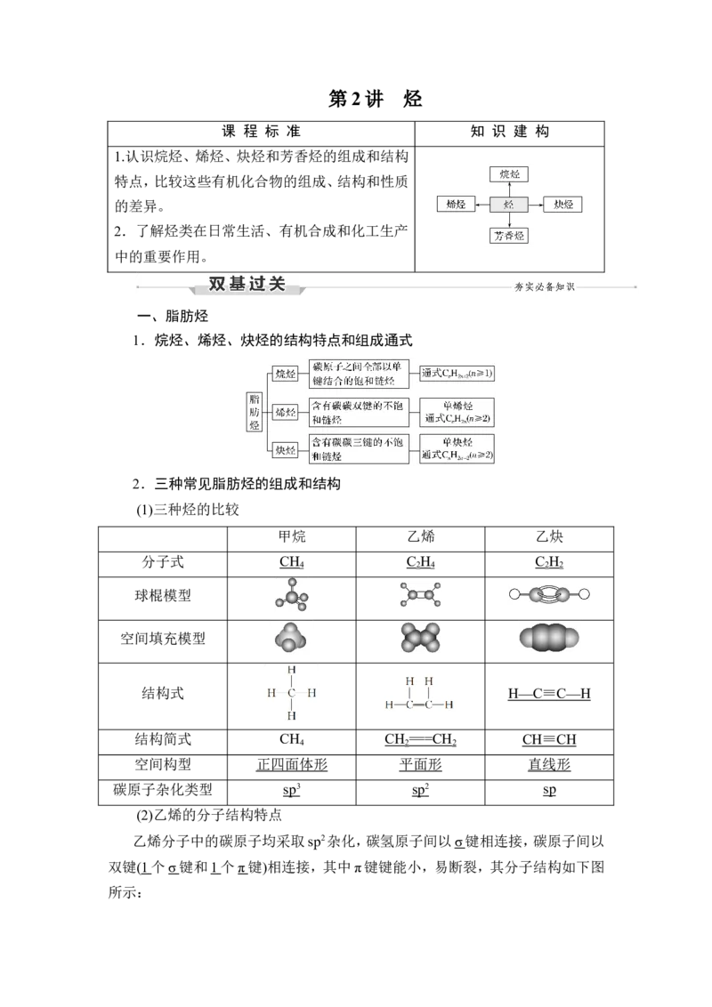 第2讲　烃_05高考化学_新高考复习资料_2023年新高考资料_一轮复习_2023年新高考大一轮复习讲义_2023年高考化学一轮复习讲义（新高考）_赠补充习题_Word版题库第八章~第十章