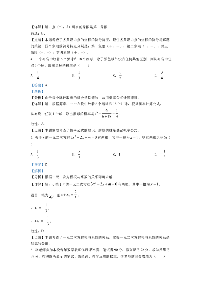 精品解析：2022年四川省乐山市中考数学真题（解析版）_初中数学_九年级数学下册（人教版）_全国各地数学中考真题_2022年全国中考数学真题145份