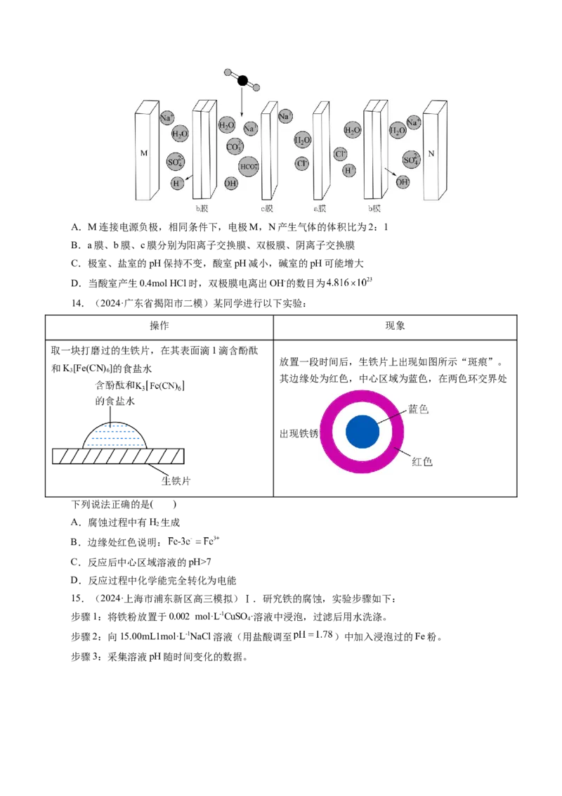 第03讲电解池、金属的腐蚀与防护(练习)(原卷版)_05高考化学_2025年新高考资料_一轮复习_2025年高考化学一轮复习讲练测（新教材新高考）_第六章化学反应与能量