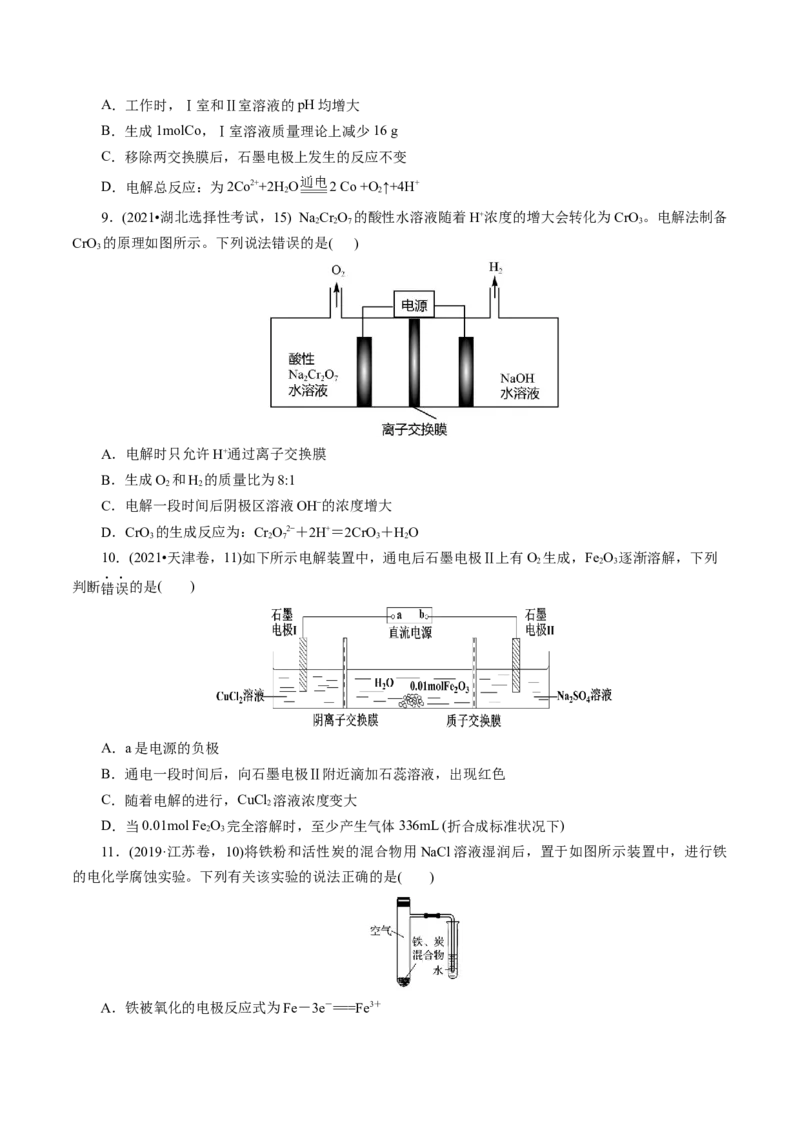 第03讲电解池、金属的腐蚀与防护(练习)(原卷版)_05高考化学_2025年新高考资料_一轮复习_2025年高考化学一轮复习讲练测（新教材新高考）_第六章化学反应与能量