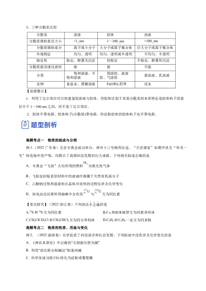 第01讲物质的分类及转化（讲）-2023年高考化学一轮复习讲练测（原卷版）_05高考化学_新高考复习资料_2023年新高考资料_一轮复习_2023年高考化学一轮复习讲练测（新教材新高考）