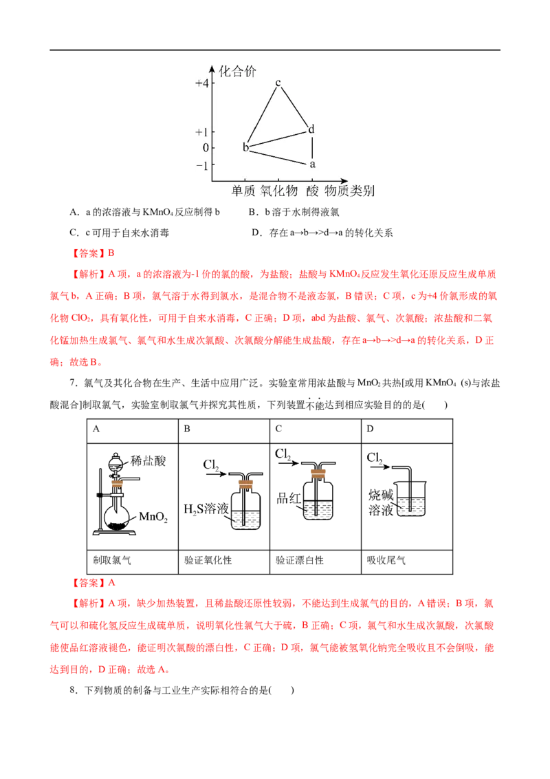第05练氯及其化合物-2023年高考化学一轮复习小题多维练（解析版）_05高考化学_通用版（老高考）复习资料_2023年复习资料_一轮复习_2023年高考化学一轮复习小题多维练（全国通用）