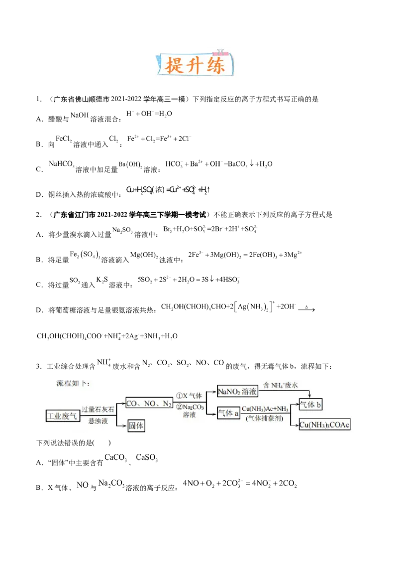 考向04离子反应-备战2023年高考化学一轮复习考点微专题（新高考地区专用）_05高考化学_新高考复习资料_2023年新高考资料_一轮复习