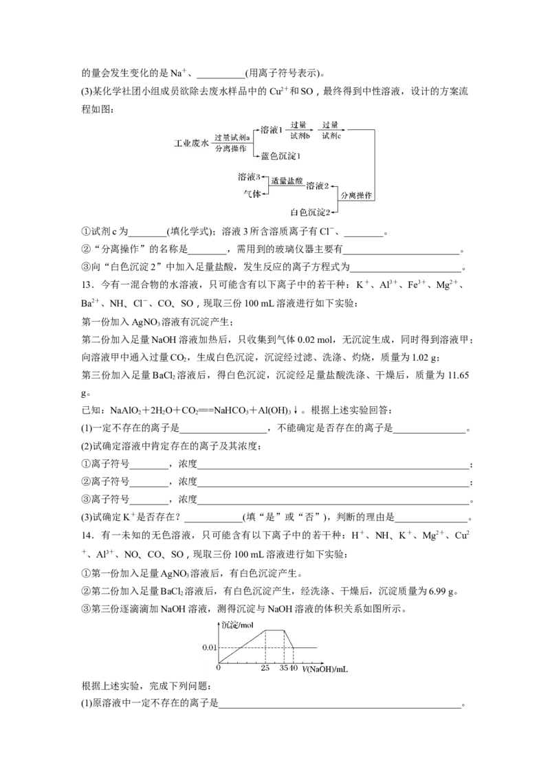 第1章第3练　离子共存、离子检验与推断_05高考化学_2024年新高考资料_1.2024一轮复习_2024年高考化学一轮复习讲义（新人教新高考版）_学生版在此文件夹_一轮复习71练