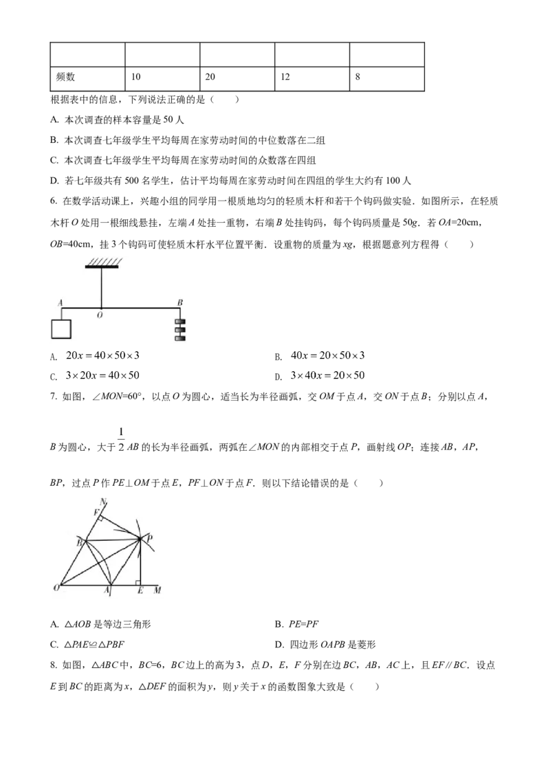 精品解析：青海省西宁市城区2022年中考数学真题（原卷版）_初中数学_九年级数学下册（人教版）_全国各地数学中考真题_2022年全国中考数学真题145份