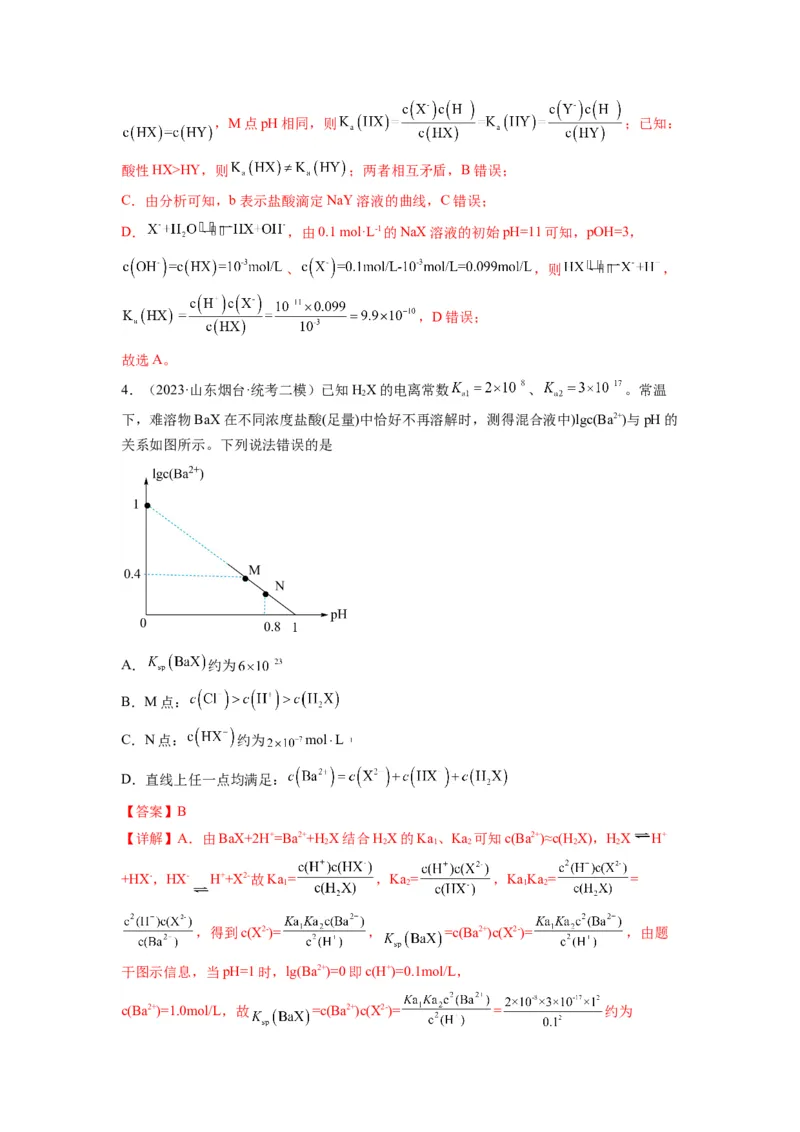 第15练水溶液中的离子平衡图像分析（解析版）_05高考化学_2024年新高考资料_2.2024二轮复习_2023年暑假分层作业高二化学（2024届一轮复习通用）