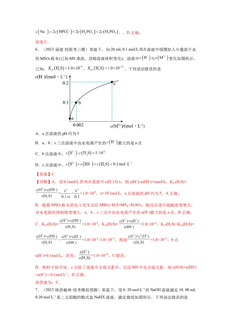 第15练水溶液中的离子平衡图像分析（解析版）_05高考化学_2024年新高考资料_2.2024二轮复习_2023年暑假分层作业高二化学（2024届一轮复习通用）