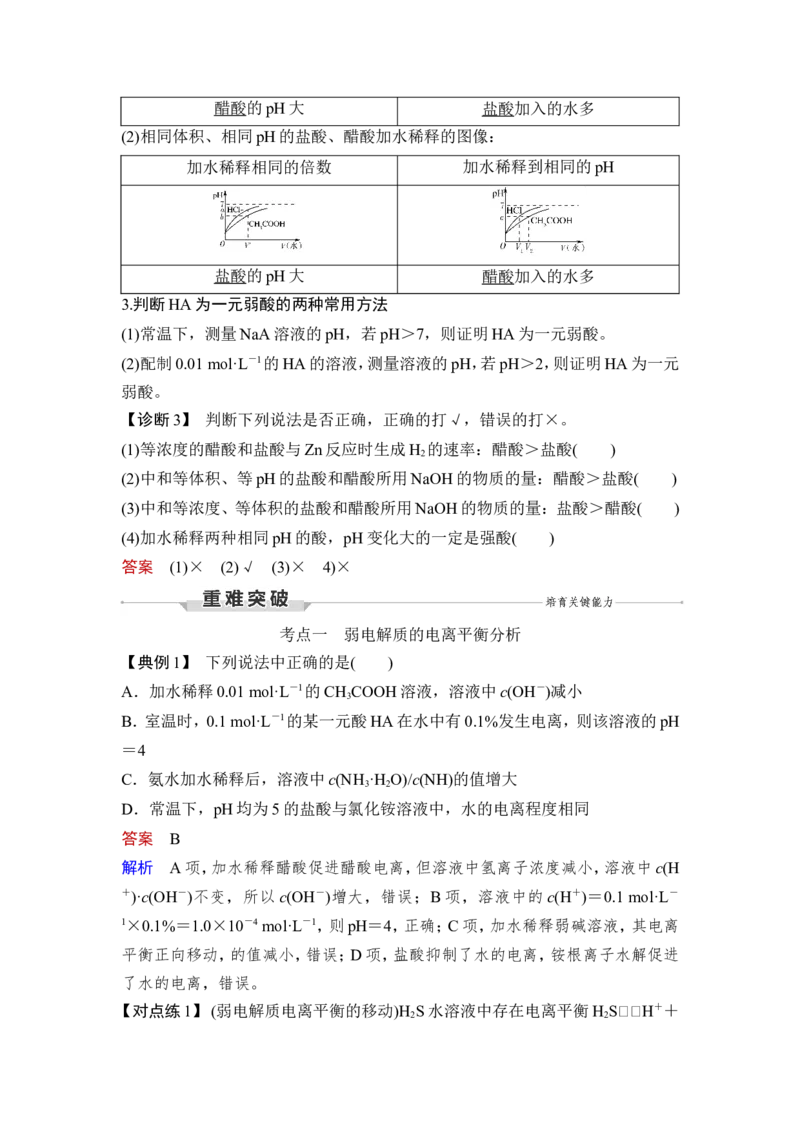 第1讲　电离平衡_05高考化学_新高考复习资料_2023年新高考资料_一轮复习_2023年新高考大一轮复习讲义_2023年高考化学一轮复习讲义（新高考）_赠补充习题_Word版题库第八章~第十章