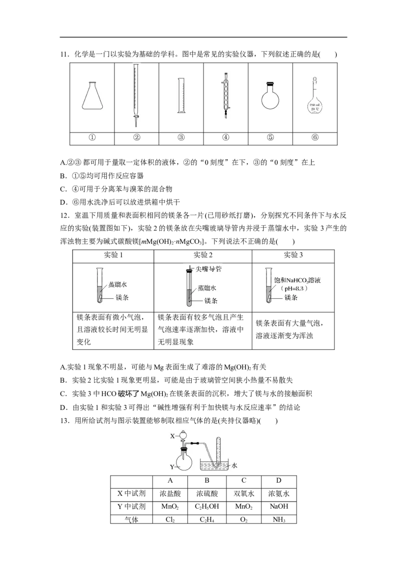 考前特训特色练4　化学基础实验_05高考化学_新高考复习资料_2023年新高考资料_二轮复习_2023年高考化学二轮复习讲义+课件（新高考版）_2023年高考化学二轮复习讲义（新高考版）_学生版