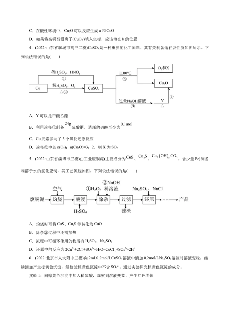 考点16铜及其金属材料（原卷版）_05高考化学_通用版（老高考）复习资料_2023年复习资料_一轮复习_备战2023年高考化学一轮复习考点帮（全国通用）
