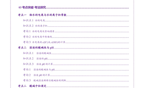 第02讲水的电离和溶液的酸碱性(讲义)(原卷版)_05高考化学_2025年新高考资料_一轮复习_2025年高考化学一轮复习讲练测（新教材新高考）_第八章水溶液中的离子反应与平衡