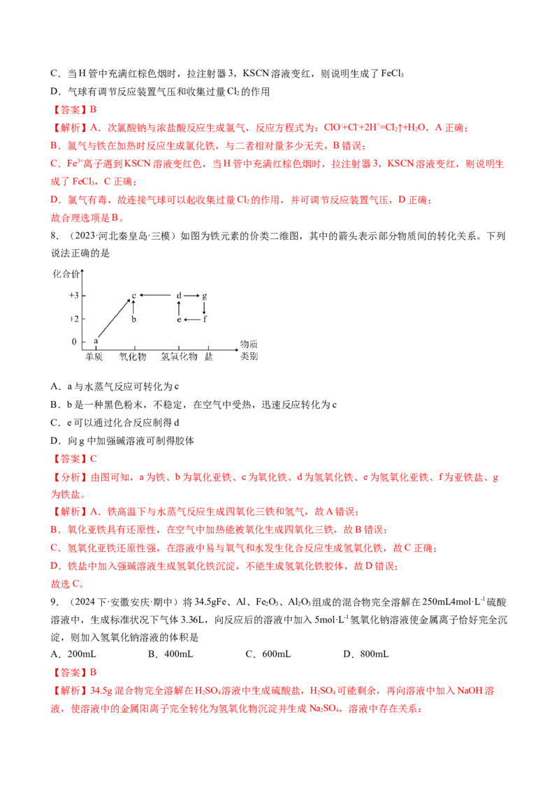 考点10铁及其重要化合物（核心考点精讲精练）-备战2025年高考化学一轮复习考点帮（新高考通用）（解析版）_05高考化学_2025年新高考资料_一轮复习_备战2025年高考化学一轮复习考点帮