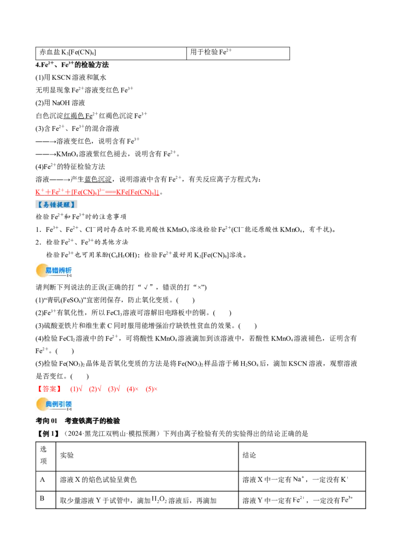 考点10铁及其重要化合物（核心考点精讲精练）-备战2025年高考化学一轮复习考点帮（新高考通用）（解析版）_05高考化学_2025年新高考资料_一轮复习_备战2025年高考化学一轮复习考点帮