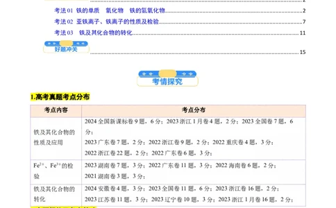 考点10铁及其重要化合物（核心考点精讲精练）-备战2025年高考化学一轮复习考点帮（新高考通用）（解析版）_05高考化学_2025年新高考资料_一轮复习_备战2025年高考化学一轮复习考点帮