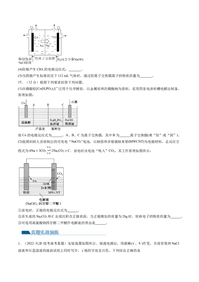 第23讲电解池金属的腐蚀与防护（练习）（原卷版）_05高考化学_2024年新高考资料_1.2024一轮复习_2024年高考化学一轮复习讲练测（新教材新高考）_第23讲电解池金属的腐蚀与防护（练习）