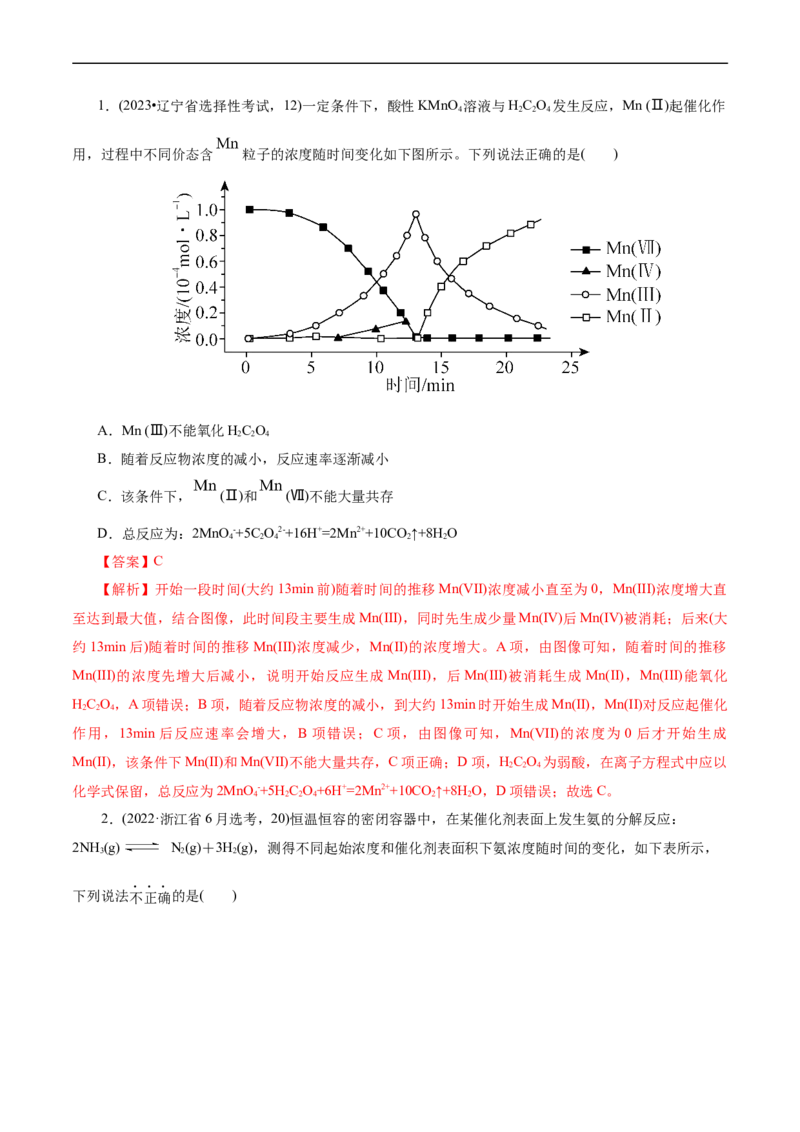 考点21化学反应速率(核心考点精讲精练)_05高考化学_通用版（老高考）复习资料_2024年复习资料_完备战2024年高考化学一轮复习考点帮（全国通用）