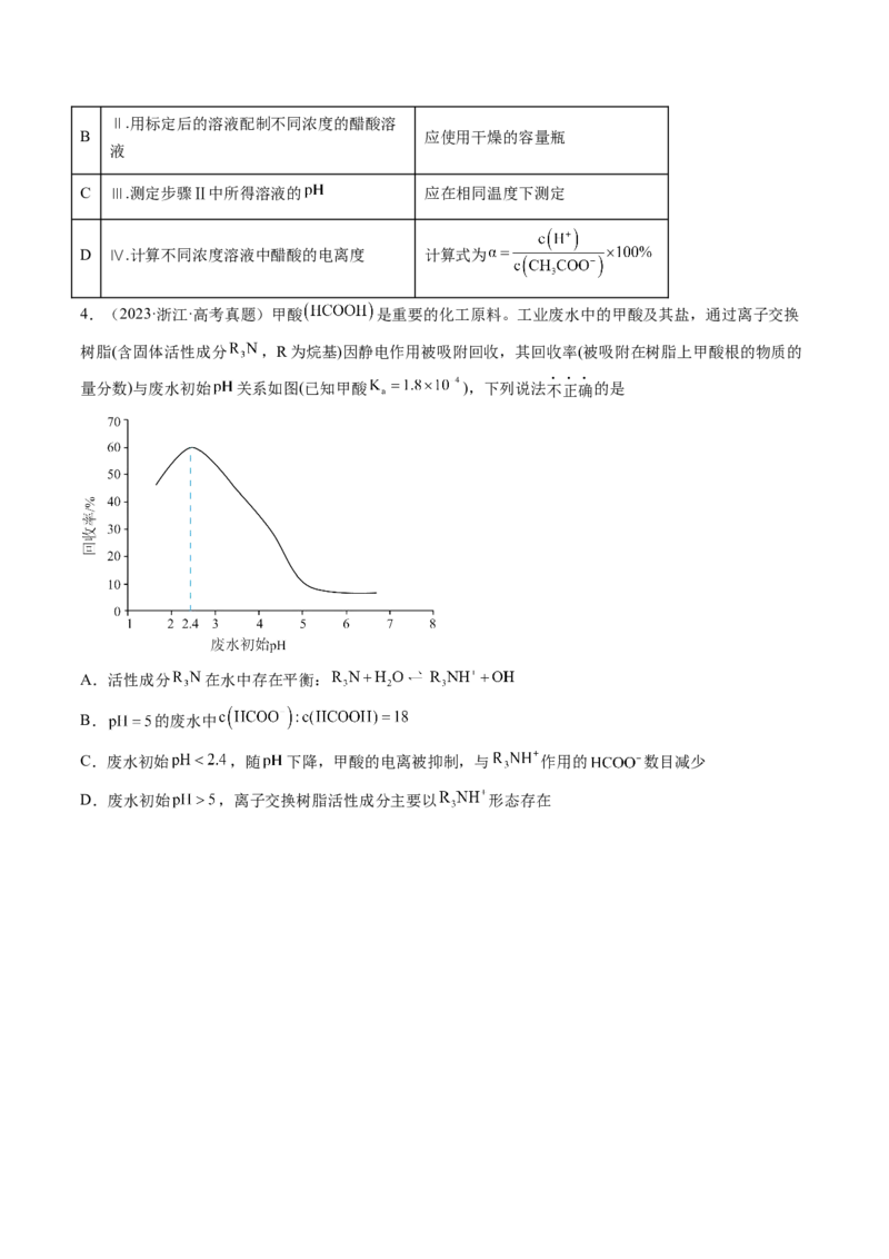 第28讲电离平衡（讲义）（原卷版）_05高考化学_2024年新高考资料_1.2024一轮复习_2024年高考化学一轮复习讲练测（新教材新高考）_第28讲电离平衡（讲义）