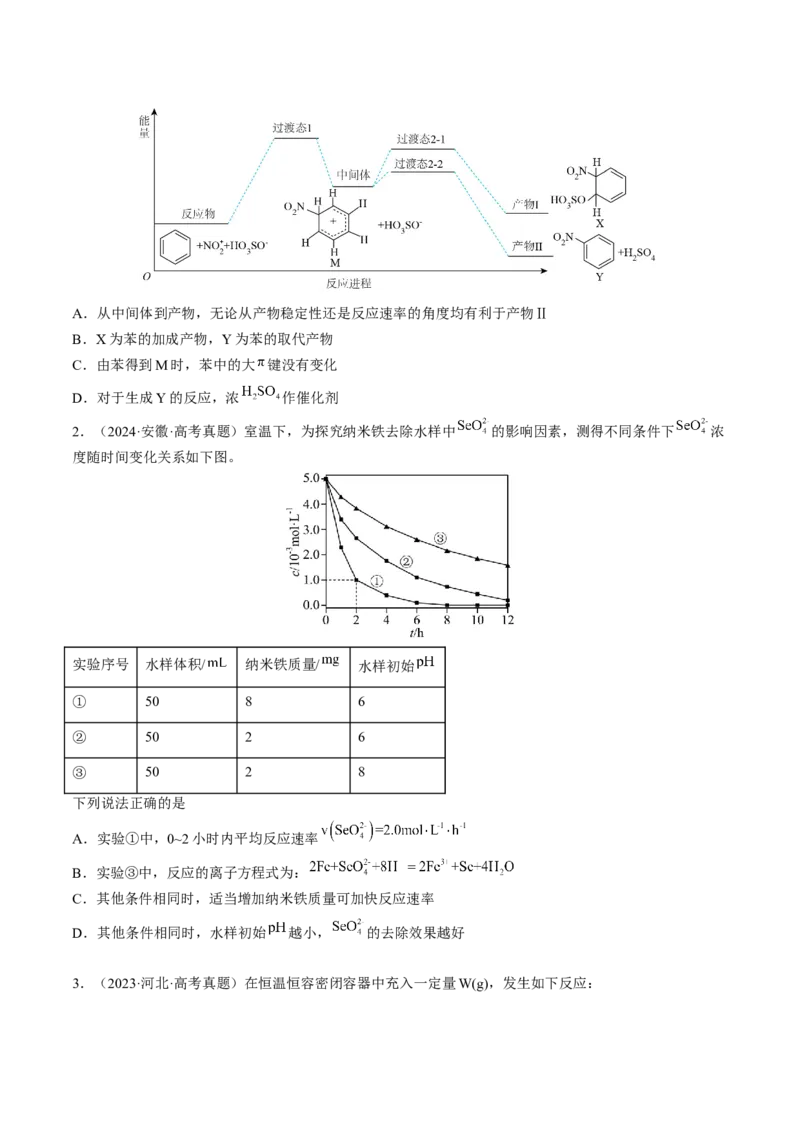 第01讲化学反应速率及其影响因素（练习）（原卷版）_05高考化学_2025年新高考资料_一轮复习_2025年高考化学一轮复习讲练测（新教材新高考）_第七章化学反应速率与化学平衡