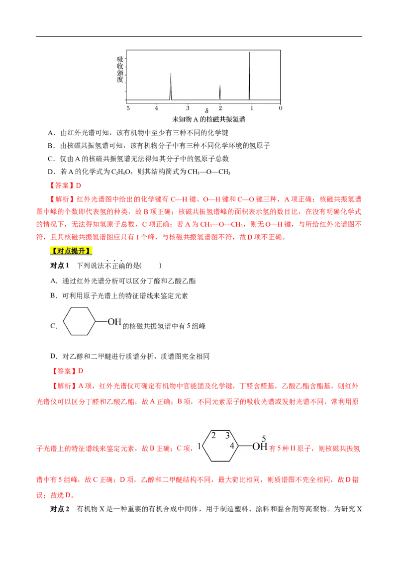 考点31研究有机物的一般方法（解析版）_05高考化学_通用版（老高考）复习资料_2023年复习资料_一轮复习_备战2023年高考化学一轮复习考点帮（全国通用）