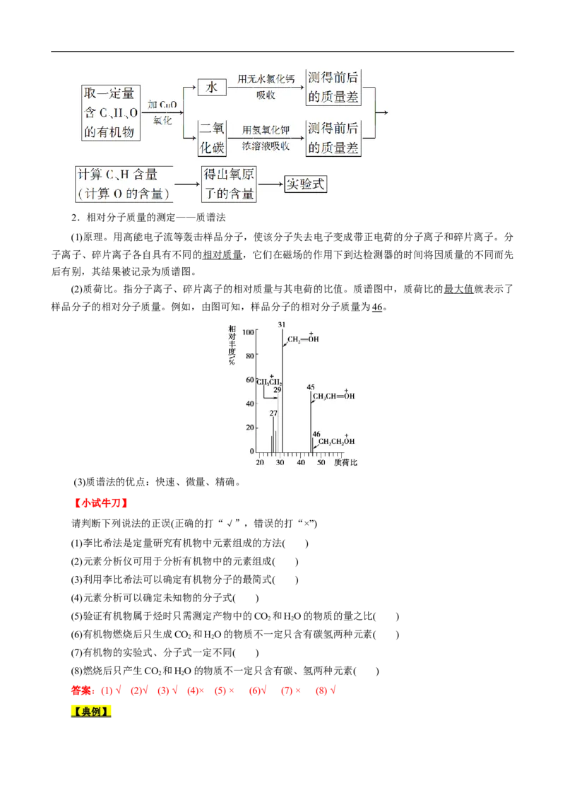 考点31研究有机物的一般方法（解析版）_05高考化学_通用版（老高考）复习资料_2023年复习资料_一轮复习_备战2023年高考化学一轮复习考点帮（全国通用）