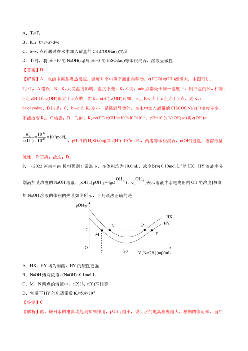 第24讲水的电离和溶液的pH（练）-2023年高考化学一轮复习讲练测（全国通用）（解析版）_05高考化学_通用版（老高考）复习资料_2023年复习资料_一轮复习