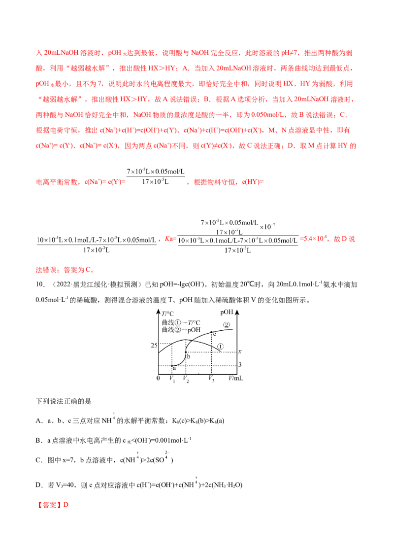 第24讲水的电离和溶液的pH（练）-2023年高考化学一轮复习讲练测（全国通用）（解析版）_05高考化学_通用版（老高考）复习资料_2023年复习资料_一轮复习