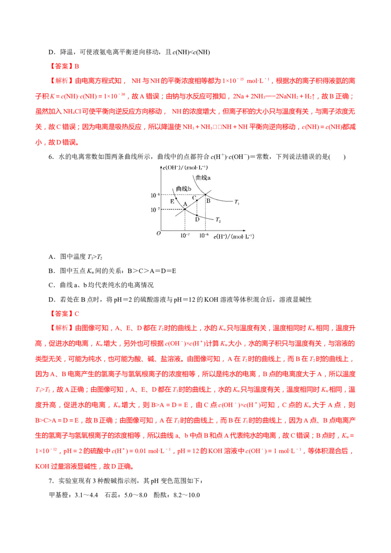 第22讲水的电离与溶液的pH（练）-2023年高考化学一轮复习讲练测（新教材新高考）（解析版）_05高考化学_新高考复习资料_2023年新高考资料_一轮复习