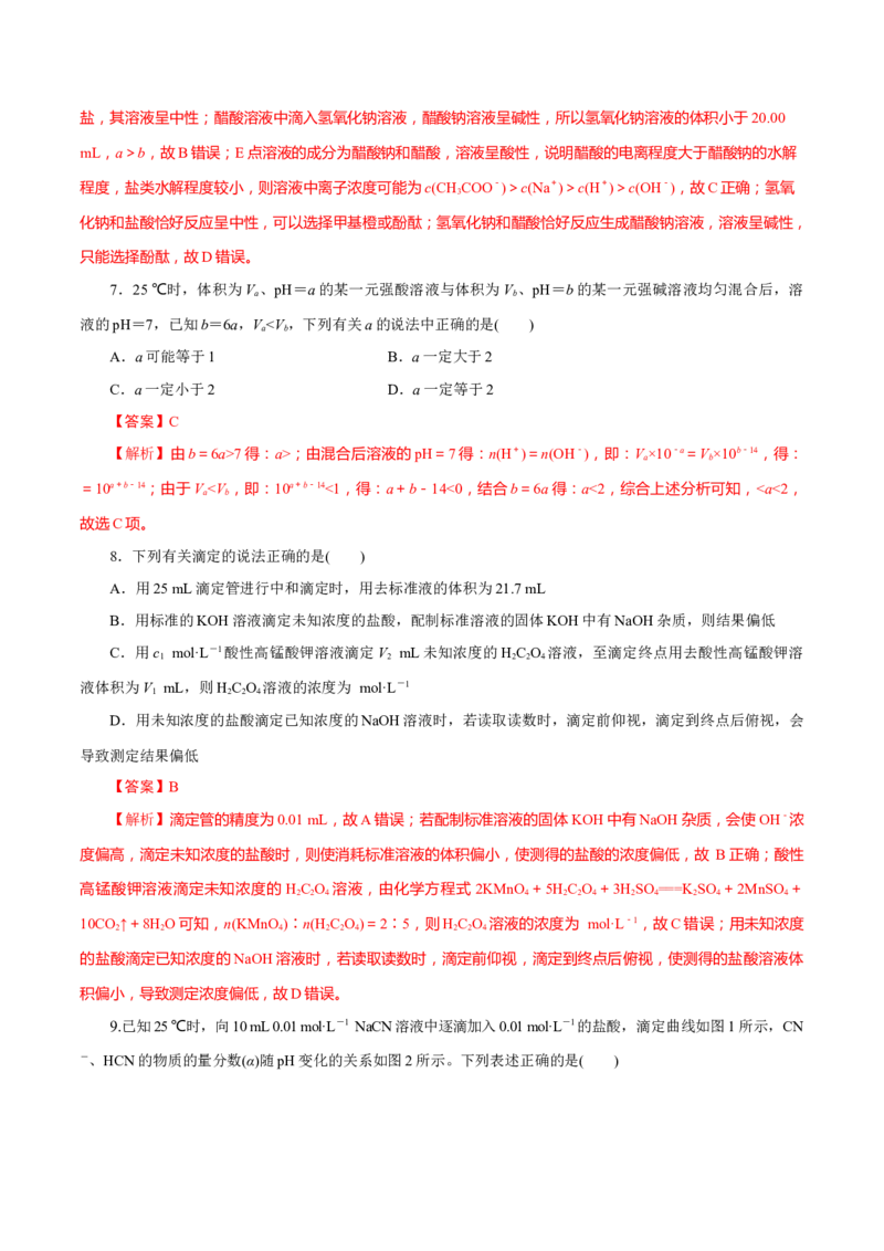 第22讲水的电离与溶液的pH（练）-2023年高考化学一轮复习讲练测（新教材新高考）（解析版）_05高考化学_新高考复习资料_2023年新高考资料_一轮复习