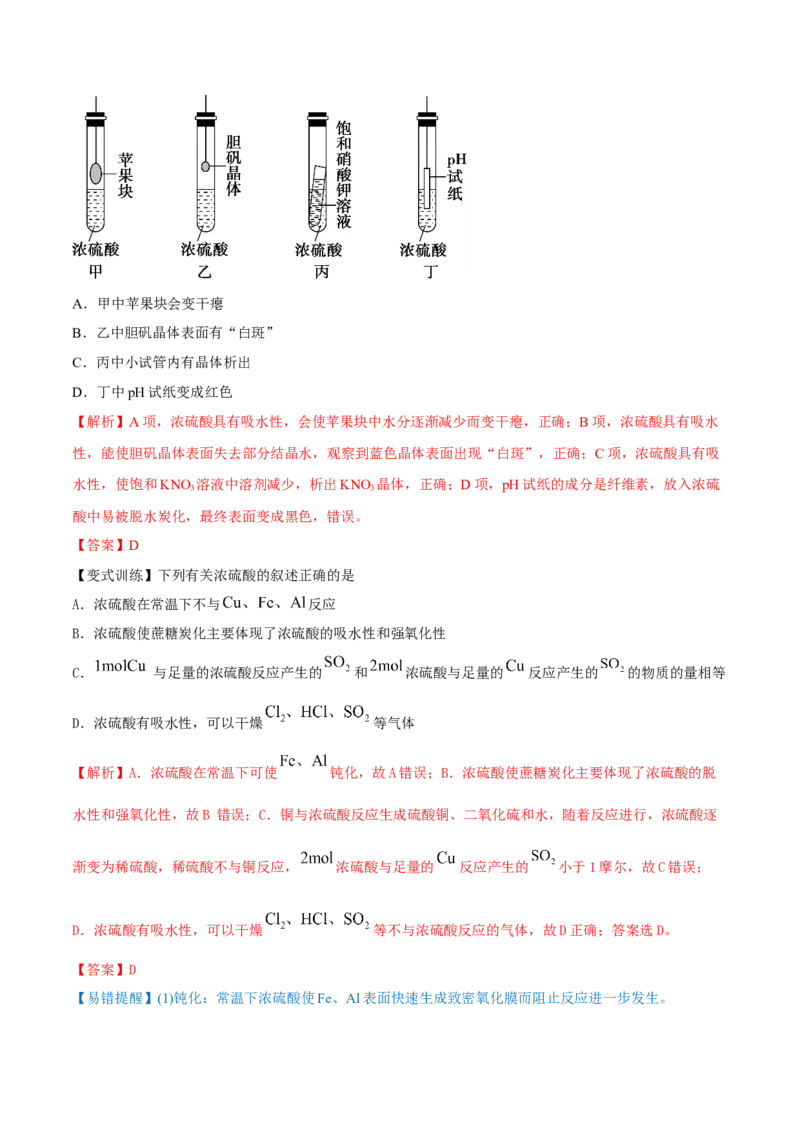 第13讲硫及其化合物（精讲）-2022年一轮复习讲练测（解析版）_05高考化学_新高考复习资料_2022年新高考资料_2022年高考化学一轮复习讲练测