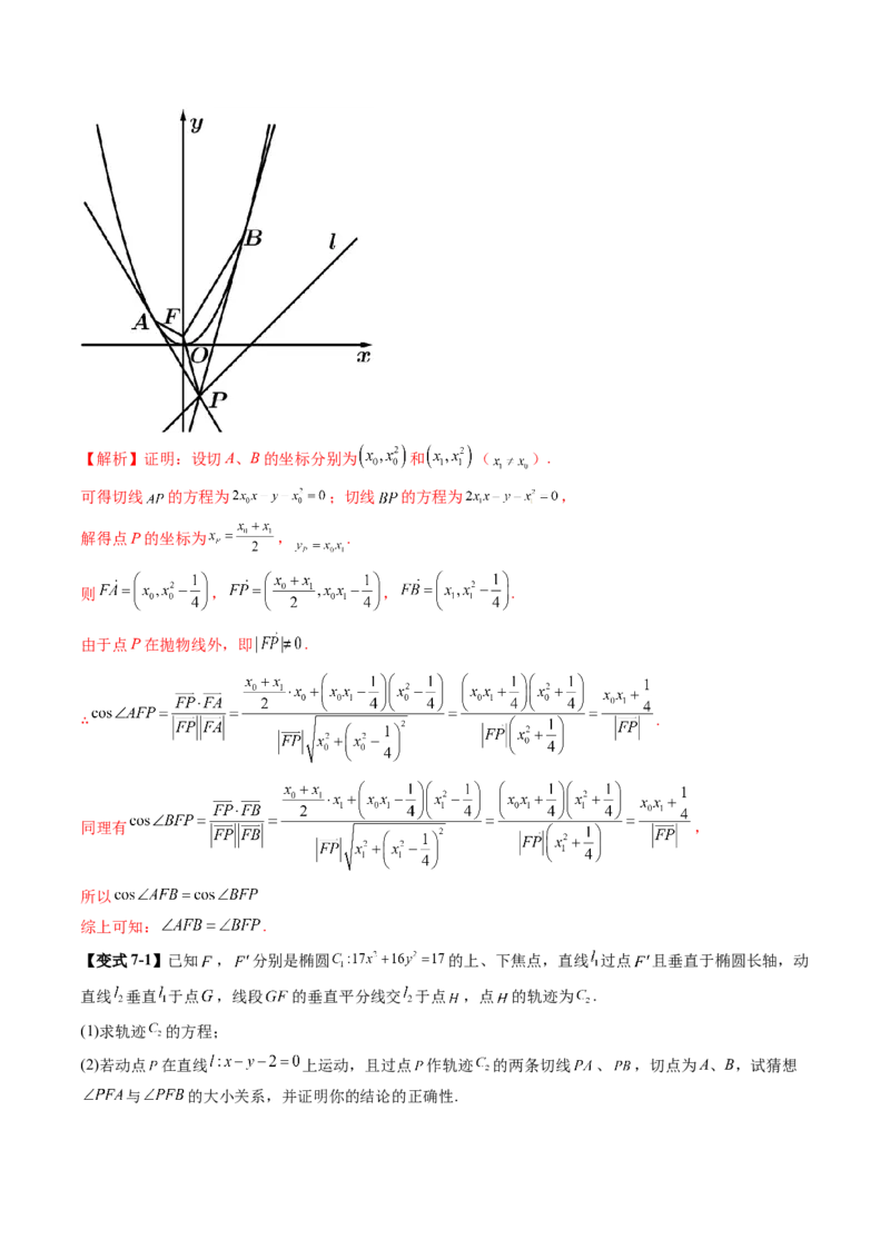 重难点突破14阿基米德三角形（七大题型）（解析版）_2.2025数学总复习_2025年新高考资料_一轮复习_2025年高考数学一轮复习讲练测（新教材新高考，含2024高考真题）_第八章平面解析几何