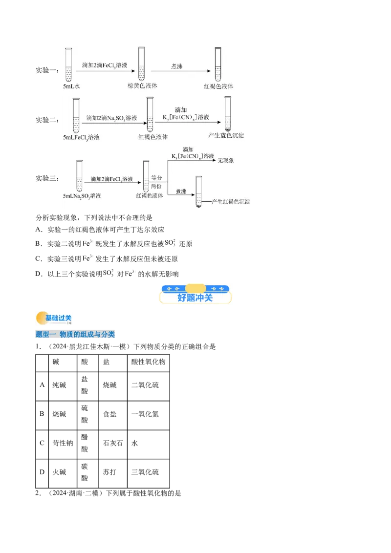 考点01物质的分类及转化（核心考点精讲精练）-备战2025年高考化学一轮复习考点帮（新高考通用）（原卷版）_05高考化学_2025年新高考资料_一轮复习_备战2025年高考化学一轮复习考点帮