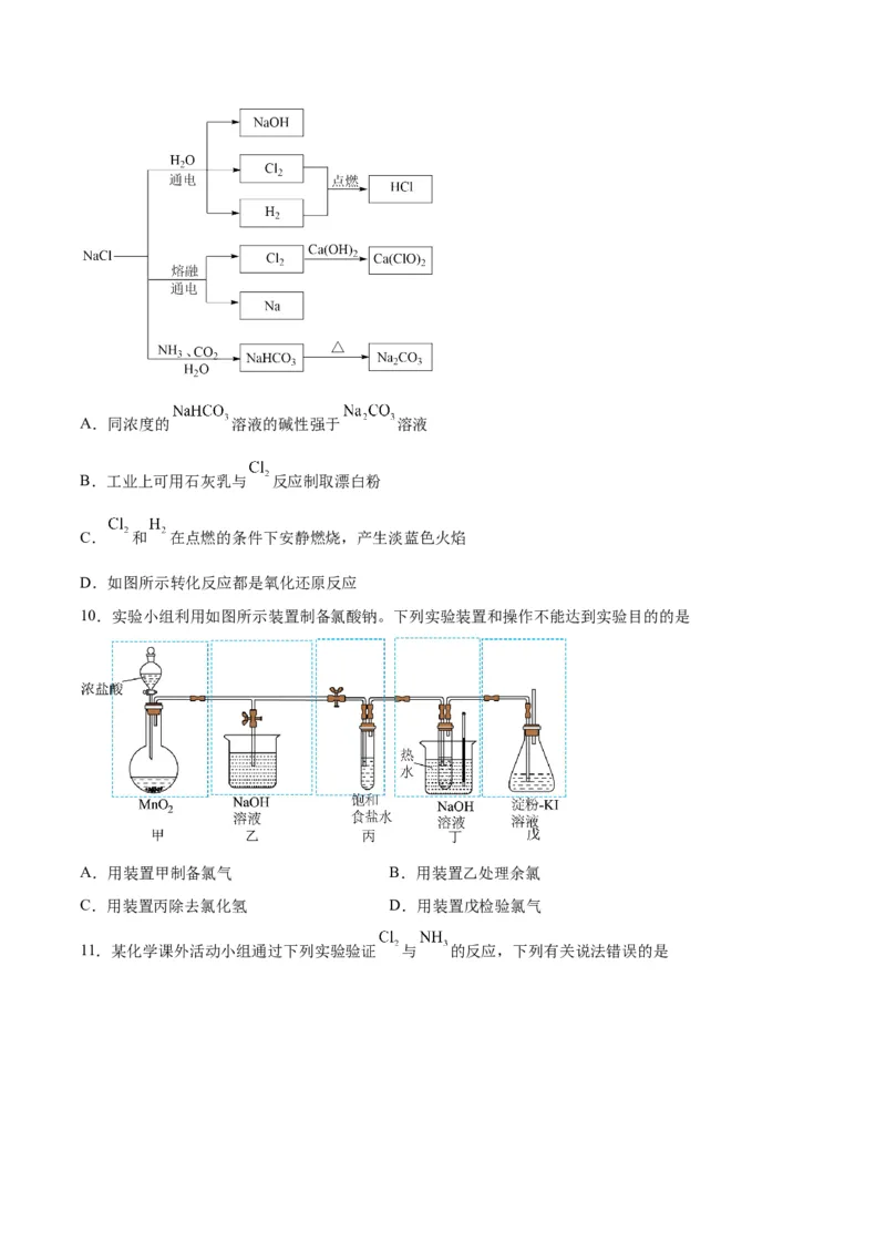 第10讲氯及其化合物（练）-2024年高考化学大一轮复习精讲精练+专题讲座（原卷版）_05高考化学_2024年新高考资料_1.2024一轮复习_2024年高考化学大一轮复习精讲精练+专题讲座