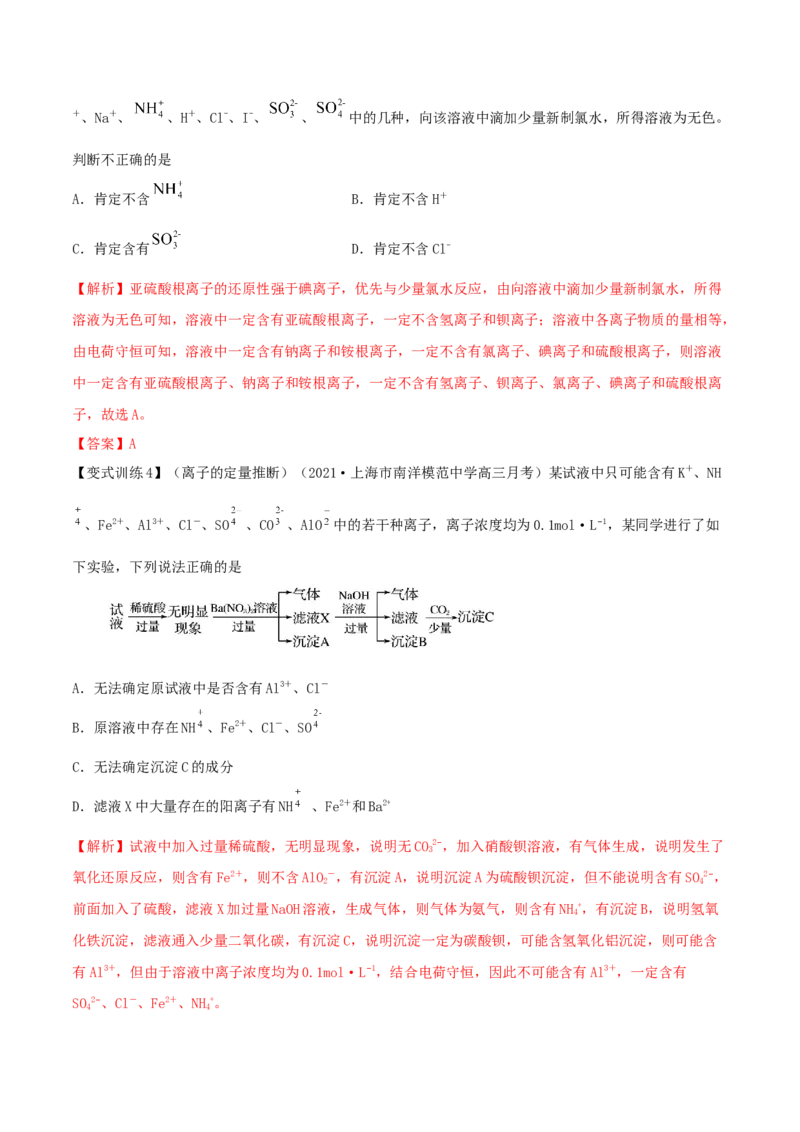 第05讲离子共存　离子的检验和推断（精讲）-2022年一轮复习讲练测（解析版）_05高考化学_新高考复习资料_2022年新高考资料_2022年高考化学一轮复习讲练测