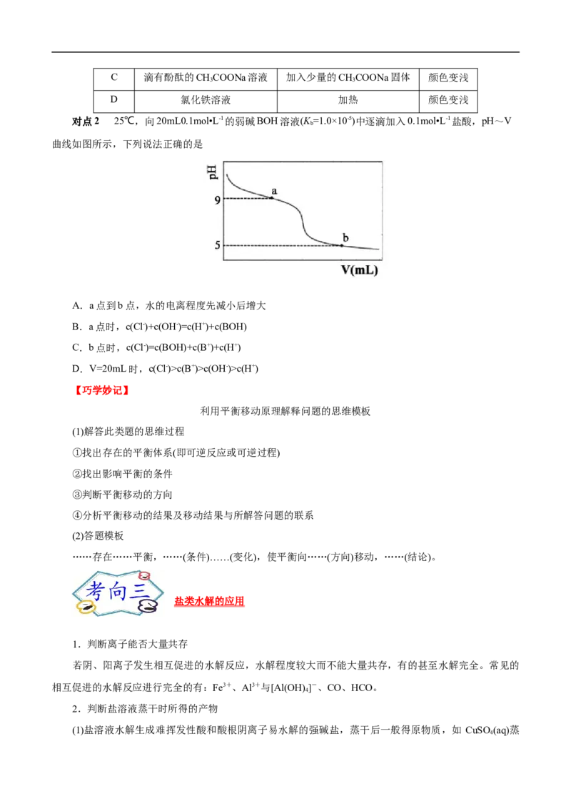 考点28盐类的水解（原卷版）_05高考化学_通用版（老高考）复习资料_2023年复习资料_一轮复习_备战2023年高考化学一轮复习考点帮（全国通用）