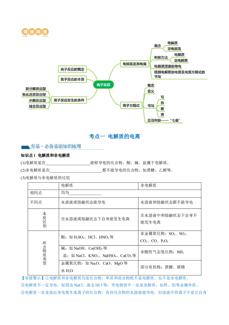 第05讲离子反应离子方程式（讲义）（原卷版）_05高考化学_2024年新高考资料_1.2024一轮复习_2024年高考化学一轮复习讲练测（新教材新高考）