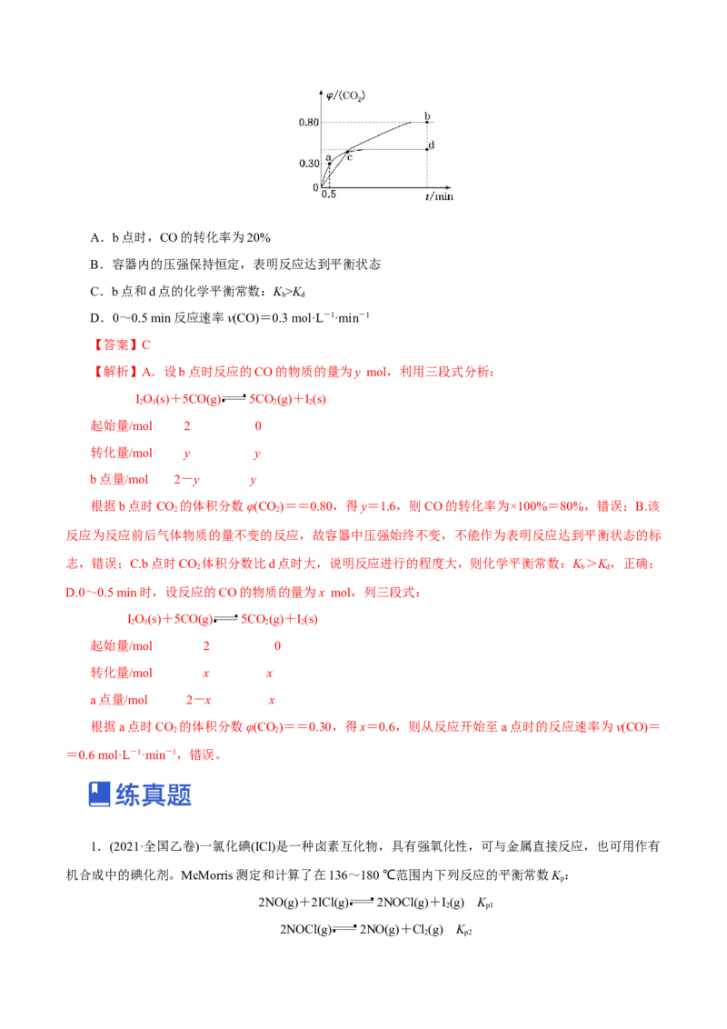 第20讲化学平衡常数及转化率的计算（练）-2023年高考化学一轮复习讲练测（新教材新高考）（解析版）_05高考化学_新高考复习资料_2023年新高考资料_一轮复习