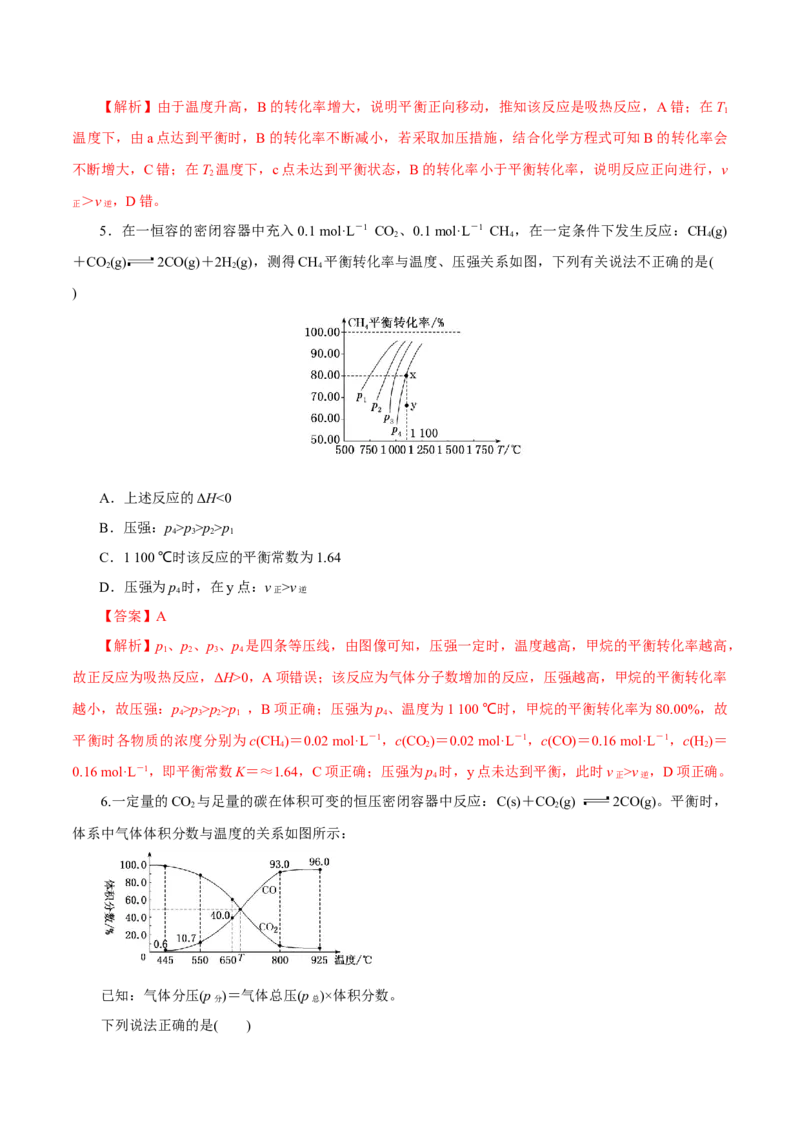 第20讲化学平衡常数及转化率的计算（练）-2023年高考化学一轮复习讲练测（新教材新高考）（解析版）_05高考化学_新高考复习资料_2023年新高考资料_一轮复习
