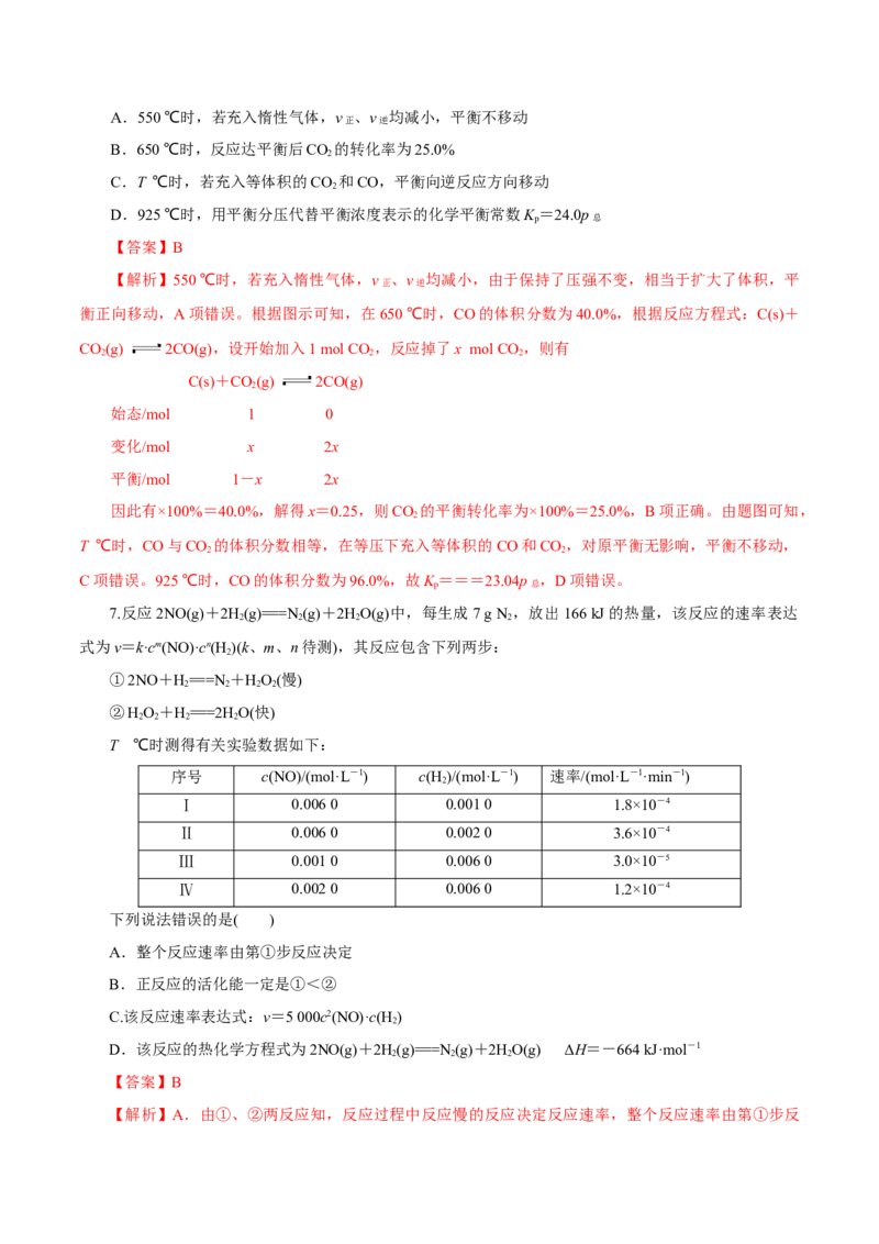 第20讲化学平衡常数及转化率的计算（练）-2023年高考化学一轮复习讲练测（新教材新高考）（解析版）_05高考化学_新高考复习资料_2023年新高考资料_一轮复习