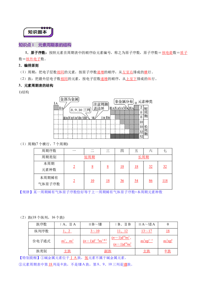 第01讲元素周期表、元素周期律（讲义）（解析版）_05高考化学_2025年新高考资料_一轮复习_2025年高考化学一轮复习讲练测（新教材新高考）_第五章物质结构与性质元素周期律
