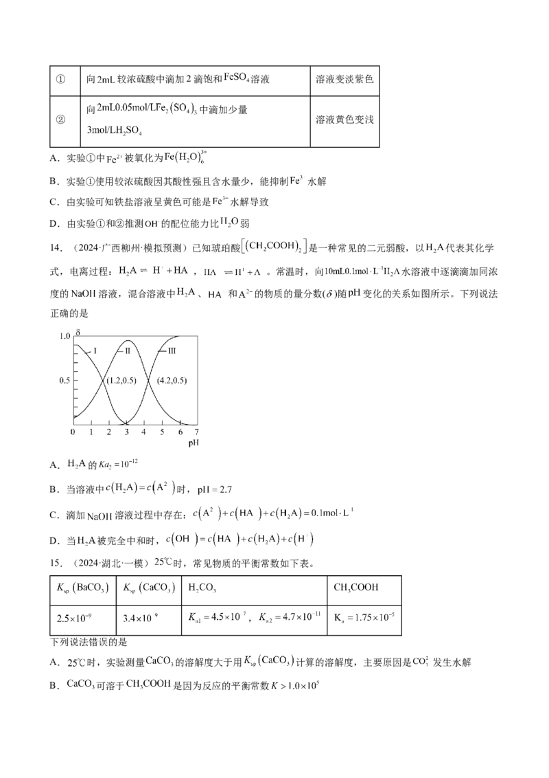 考点31盐类的水解（核心考点精讲精练）-备战2025年高考化学一轮复习考点帮（新高考通用）（原卷版）_05高考化学_2025年新高考资料_一轮复习_备战2025年高考化学一轮复习考点帮