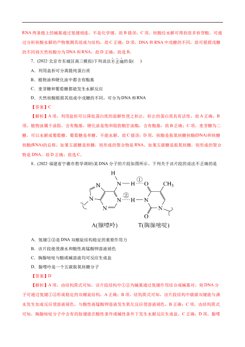 考点42核酸（解析版）_05高考化学_通用版（老高考）复习资料_2023年复习资料_一轮复习_备战2023年高考化学一轮复习考点帮（全国通用）