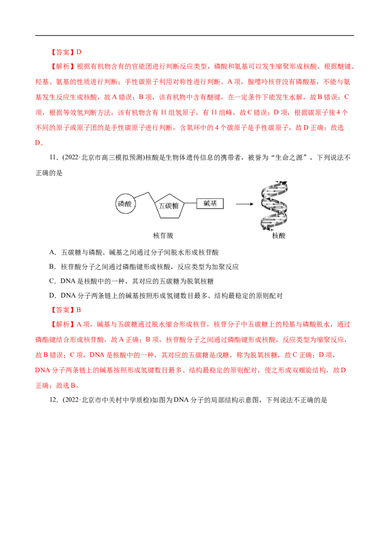 考点42核酸（解析版）_05高考化学_通用版（老高考）复习资料_2023年复习资料_一轮复习_备战2023年高考化学一轮复习考点帮（全国通用）