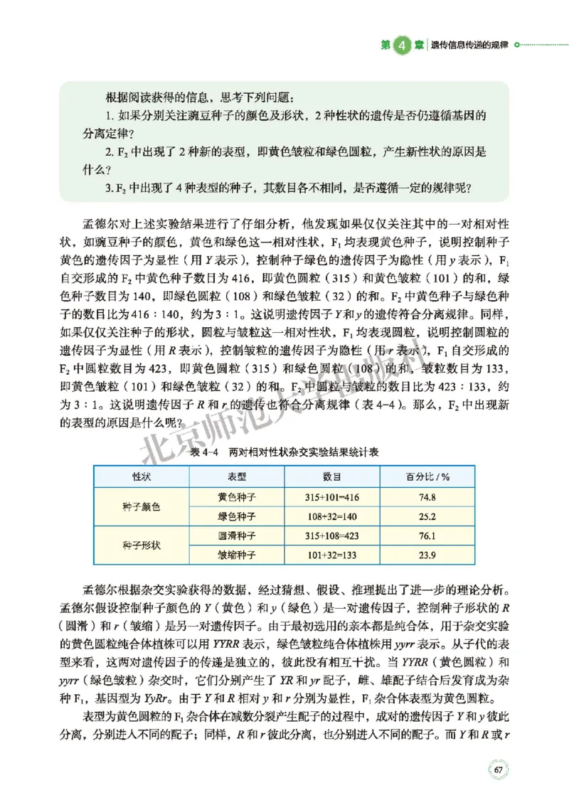 普通高中教科书&middot;生物学必修2遗传与进化(1)_高中全套电子教材及答案。_01高中电子教材全套_生物学_北师大版_高中年级_必修2遗传与进化