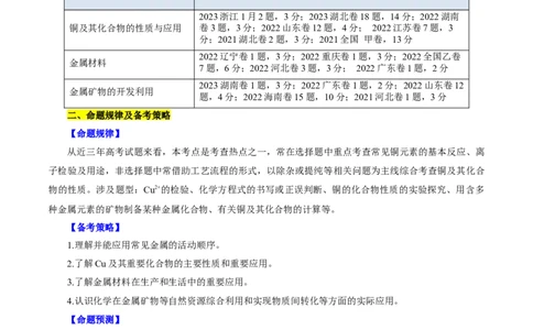 考点16铜及其金属材料(核心考点精讲)_05高考化学_通用版（老高考）复习资料_2024年复习资料_完备战2024年高考化学一轮复习考点帮（全国通用）
